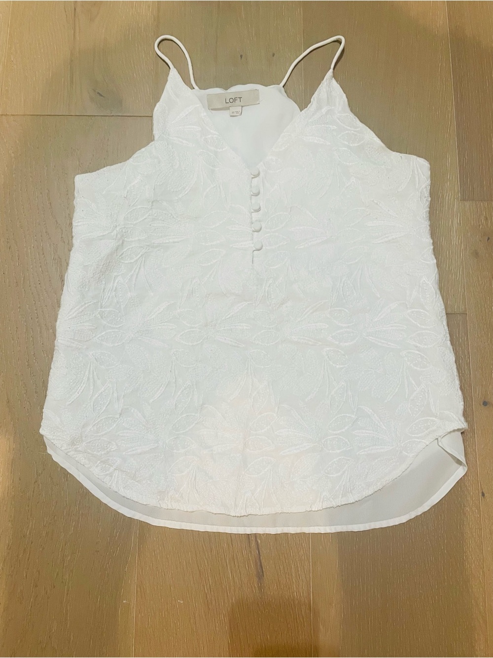 LOFT White Floral Embroidered V-Neck Camisole